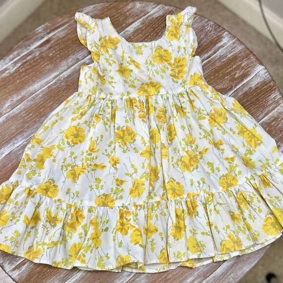 Girls Vintage Morgan Jones Fabric Casual Yellow Floral Ruffle Dress Size 4T - Picture 11 of 11